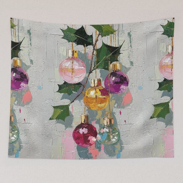 Item preview, Colorful Textured Christmas Ornaments with Holly Leaves designed and sold by colorful-white.