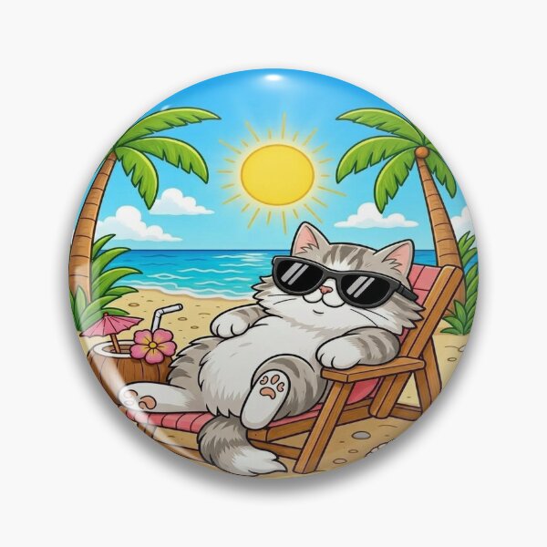 Item preview, Nap Queen Kam Kam Cat - Tropical Beach Vacation Art designed and sold by PetalsPaws.