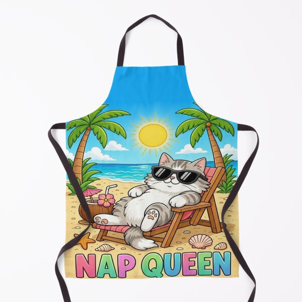 Item preview, Nap Queen Kam Kam Cat - Tropical Beach Vacation Art designed and sold by PetalsPaws.