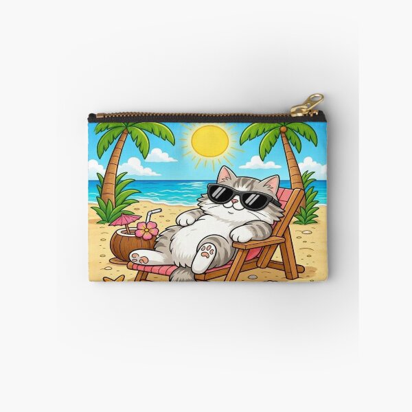 Item preview, Nap Queen Kam Kam Cat - Tropical Beach Vacation Art designed and sold by PetalsPaws.