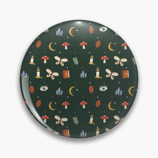 Item preview, Witchy Botanical Pattern – Mushrooms, Moths, Moons and Crystals designed and sold by Aurora Prints.