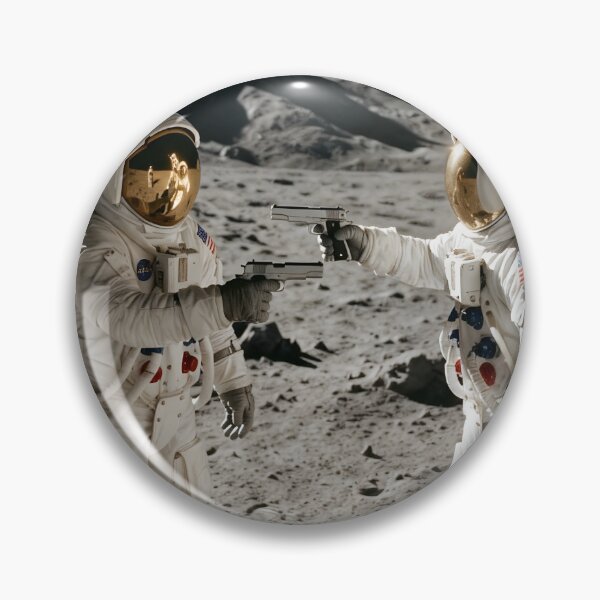 Item preview, Two NASA astronauts pointing guns at each other on the moon designed and sold by WiseBow.