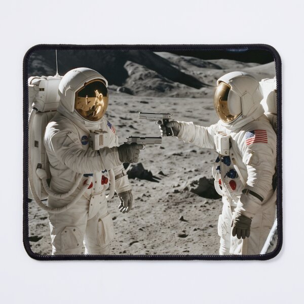 Item preview, Two NASA astronauts pointing guns at each other on the moon designed and sold by WiseBow.