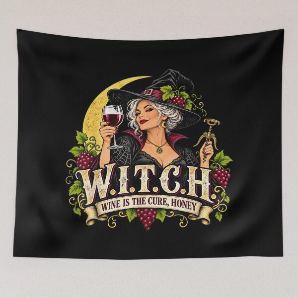 Item preview, Witch Wine is The Cure Honey Halloween Wine Drinker  designed and sold by Suzu Comena.