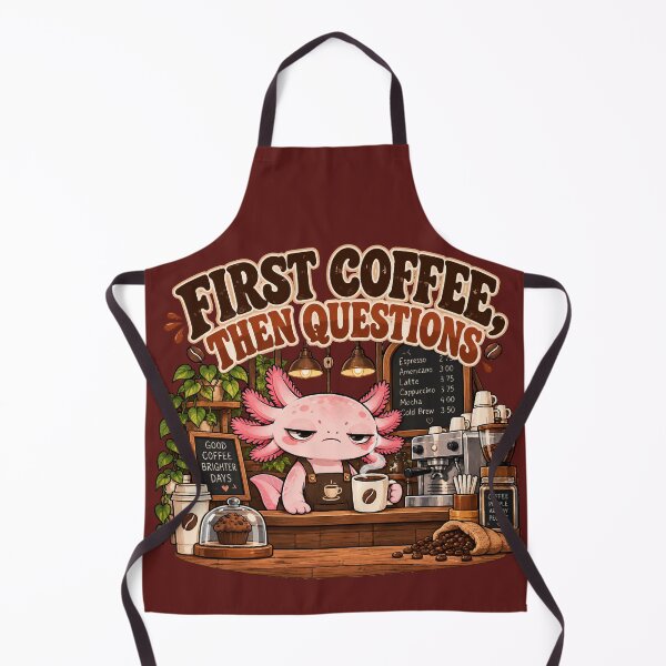 Item preview, First Coffee Then Questions – Tired Axolotl Barista Coffee Design designed and sold by HH Design House.