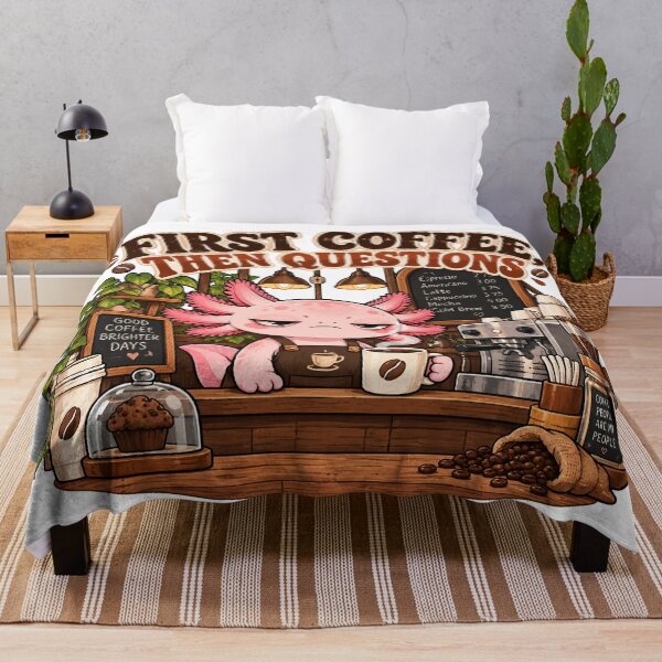 Item preview, First Coffee Then Questions – Tired Axolotl Barista Coffee Design designed and sold by HH Design House.