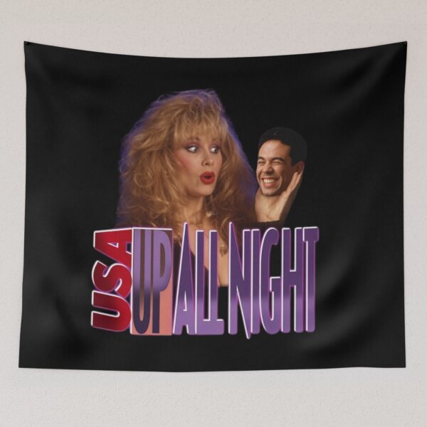 Item preview, USA Up All Night! - Late Night 90s TV - Rhonda Shear and Gilbert Gottfriend designed and sold by ricesearsArt.