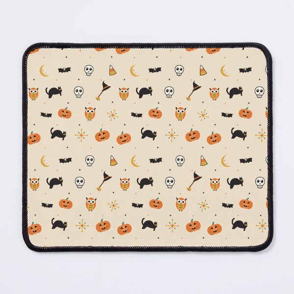 Item preview, Retro Vintage Halloween Pattern – Black Cats, Owls, Jack-o'-Lanterns and Skulls designed and sold by Aurora Prints.