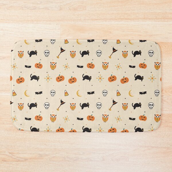 Item preview, Retro Vintage Halloween Pattern – Black Cats, Owls, Jack-o'-Lanterns and Skulls designed and sold by Aurora Prints.