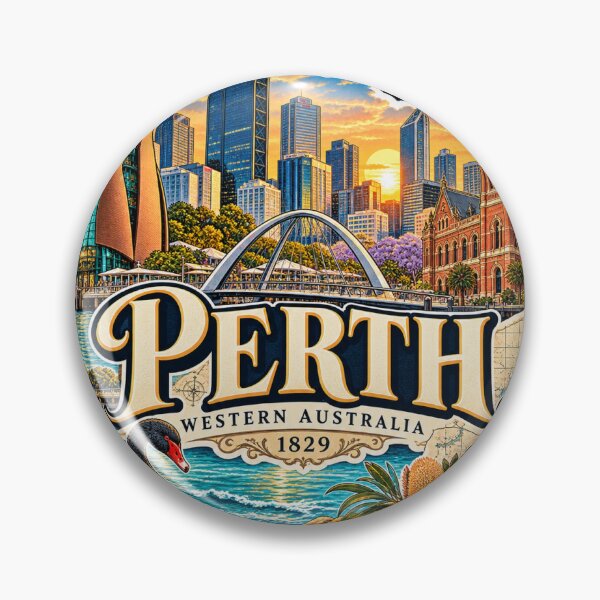 Aperçu de l'œuvre Skyline de Perth et Cygne noir – Patrimoine artistique de l'Australie-Occidentale créée et vendue par URBIVO.