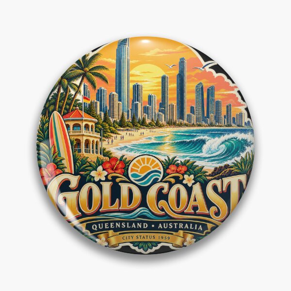 Item preview, Gold Coast Golden Skyline – Vintage Surf & Coastal Heritage designed and sold by URBIVO.