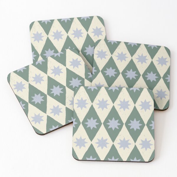Item preview, Celestial Harlequin Sage Green Stars designed and sold by Ema Tudose.