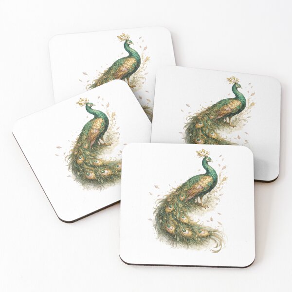 Item preview, Regal Peacock Botanical Vintage Watercolor Bird Art Design Print designed and sold by inkoutninja.