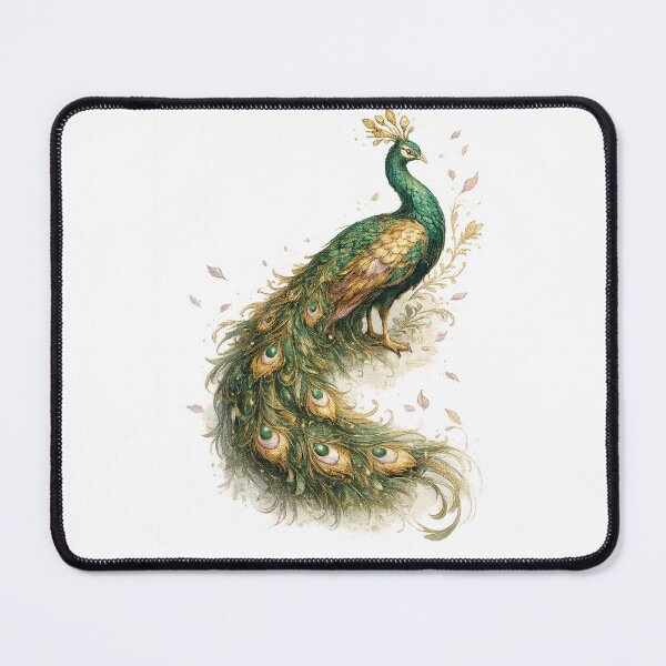 Item preview, Regal Peacock Botanical Vintage Watercolor Bird Art Design Print designed and sold by inkoutninja.