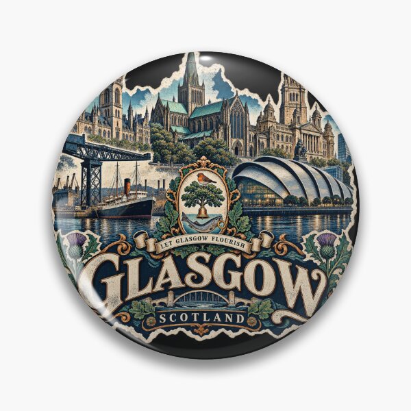 Item preview, Glasgow Heritage – Vintage Skyline & Clyde Graphic designed and sold by URBIVO.