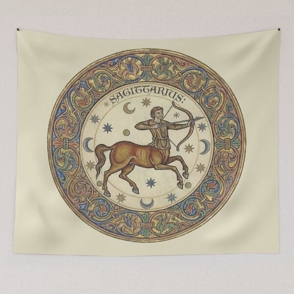 Item preview, Celestial Archery: Medieval Illuminated Sagittarius Zodiac Print designed and sold by FreiherrPK.
