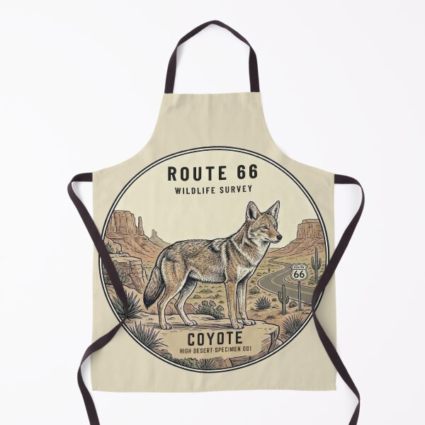 Item preview, Coyote Route 66 Wildlife Badge Mojave Desert Art designed and sold by CalmCapy Co.