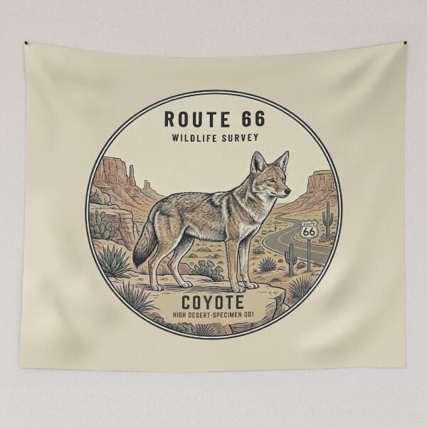 Artikelvorschau, Vintage-Abzeichen für die Coyote-Route-66-Wildtiererhebung entworfen und verkauft von CalmCapy Co.