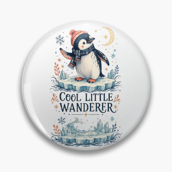Item preview, Cool Little Wanderer Cute Penguin Winter Adventure Art Design Print designed and sold by inkoutninja.