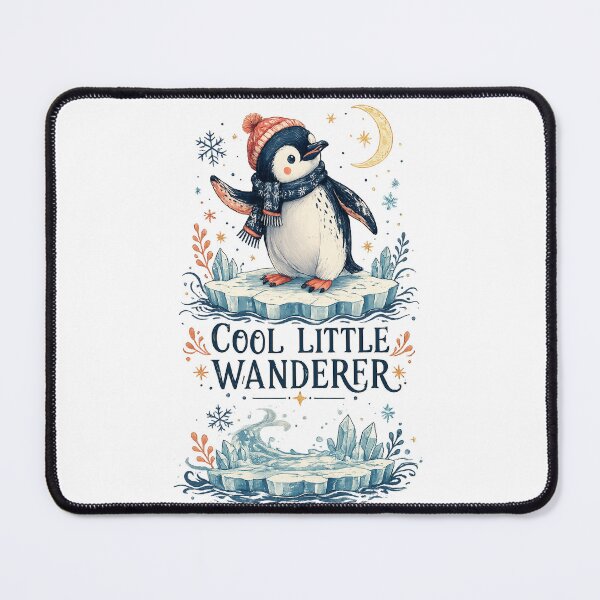 Item preview, Cool Little Wanderer Cute Penguin Winter Adventure Art Design Print designed and sold by inkoutninja.