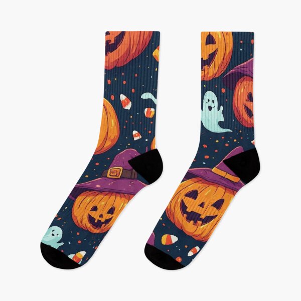 Item preview, Halloween Pumpkin Ghost and Witch Hat Pattern designed and sold by Digital Design Art.