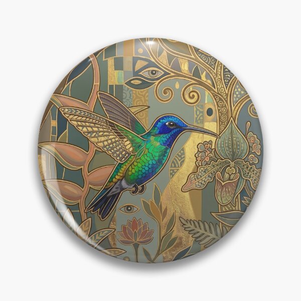 Item preview, Omniscient Flora and The Cyanophaia Bicolor: Art Nouveau Hummingbird designed and sold by FreiherrPK.