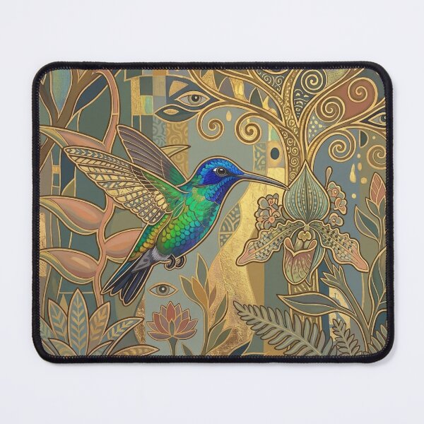 Item preview, Omniscient Flora and The Cyanophaia Bicolor: Art Nouveau Hummingbird designed and sold by FreiherrPK.