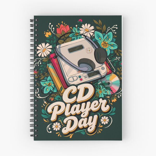 Item preview, Día del reproductor de CD: música retro y diseño floral vintage. designed and sold by digijob.
