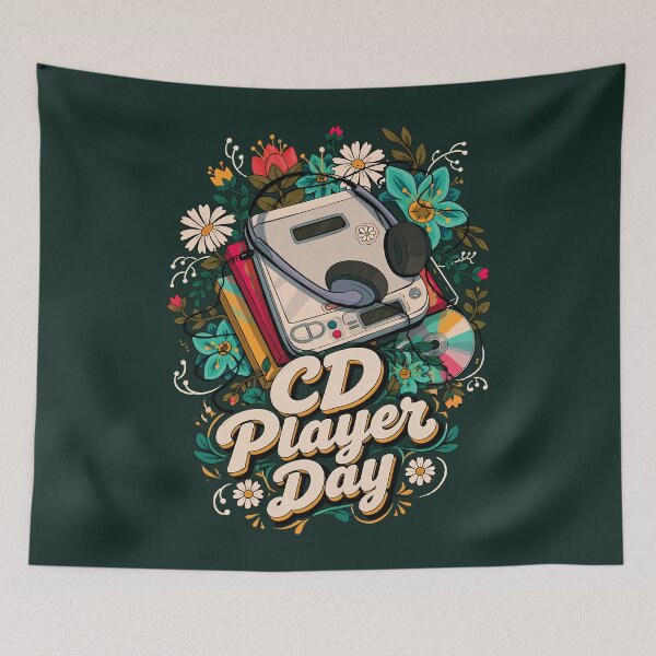 Item preview, CD Player Day – Retro Music & Floral Vintage Design designed and sold by digijob.
