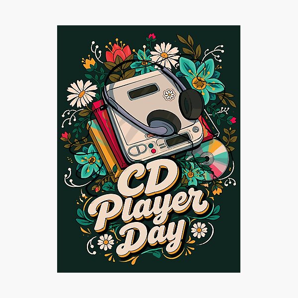 Artikelvorschau, Tag des CD-Players – Retro-Musik & florales Vintage-Design entworfen und verkauft von digijob.