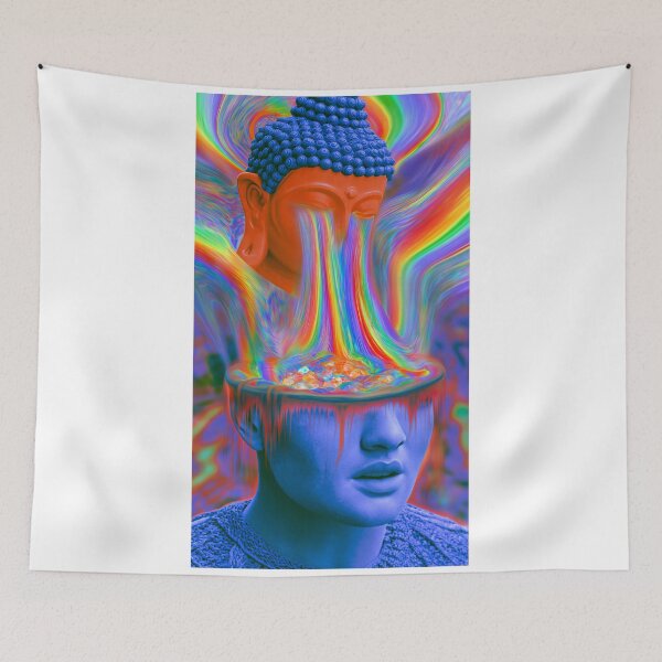 Item preview, Rainbow Tears Streaming From The Buddha Into A Blue Face designed and sold by MongLongStudio.
