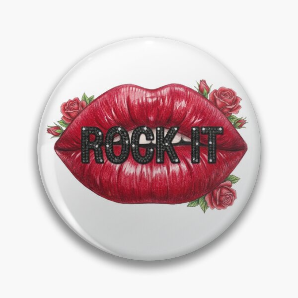 Item preview, Vintage Red Lips Rock It Quote Art with Roses designed and sold by MaRCAStro.