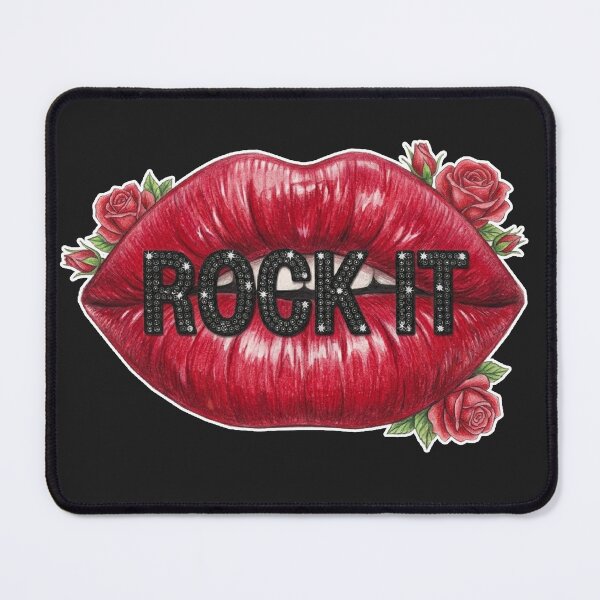 Item preview, Vintage Red Lips Rock It Quote Art with Roses designed and sold by MaRCAStro.