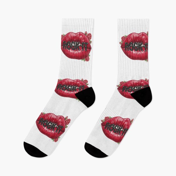 Item preview, Vintage Red Lips Rock It Quote Art with Roses designed and sold by MaRCAStro.