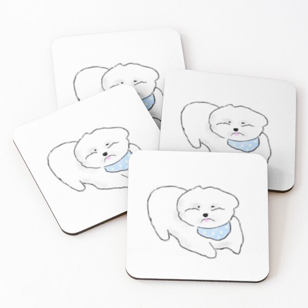Item preview, Fluffy White Puppy Blue Floral Bandana designed and sold by raun.draw.