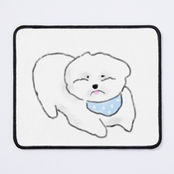 Item preview, Fluffy White Puppy Blue Floral Bandana designed and sold by raun.draw.