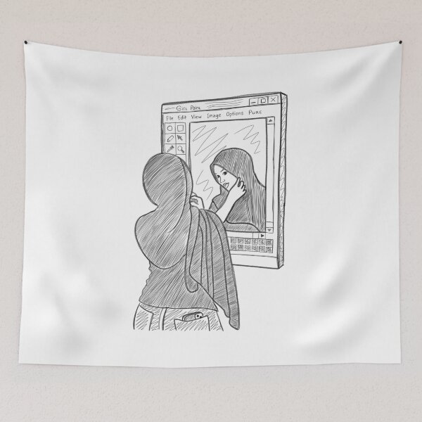 Item preview, Sketch girl mirror  designed and sold by YOUNG DREAM STORE.