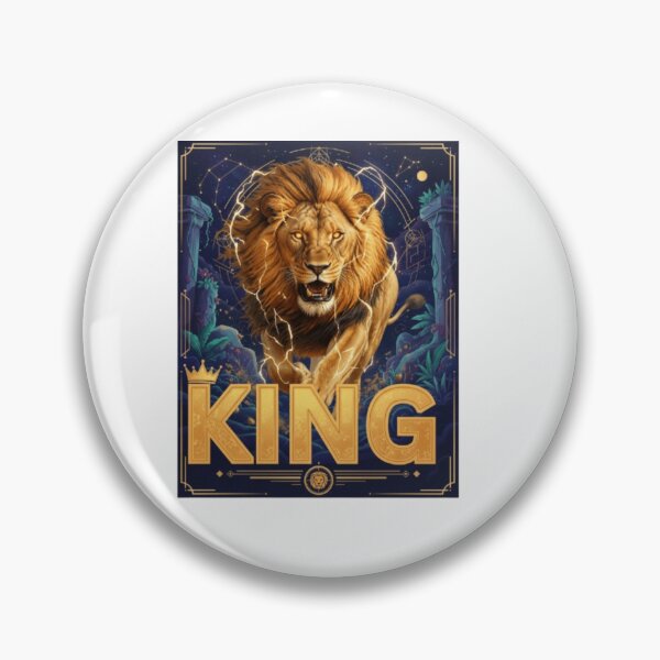 Item preview, King Lion Roaring Golden Mane Lightning Celestial Jungle Art – Lion King Gift designed and sold by GloboStyle Design .