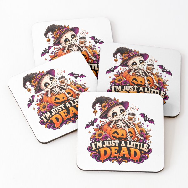 Item preview, I’m Just a Little Dead – Funny Halloween Skeleton Pumpkin Coffee Design designed and sold by Pixanova.