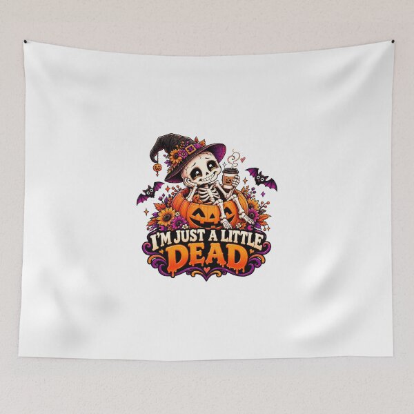 Item preview, I’m Just a Little Dead – Funny Halloween Skeleton Pumpkin Coffee Design designed and sold by Pixanova.