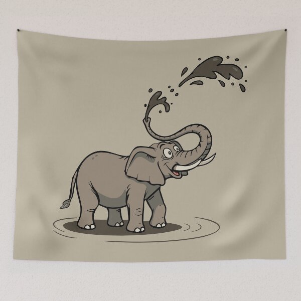 Item preview, Whimsical Mud Slinging Cartoon Elephant  designed and sold by vivendulies.