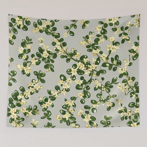 Item preview, White Myrtle Blossom & Delicate Leaf Sage Pattern designed and sold by Studio BC.