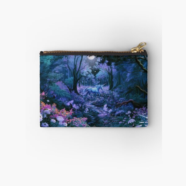 Item preview, A graceful Unicorn galloping through an enchanted forest filled with glowing flowers and crystal streams beneath moonlight, Fantasy & Mythological Creatures designed and sold by CDC40.