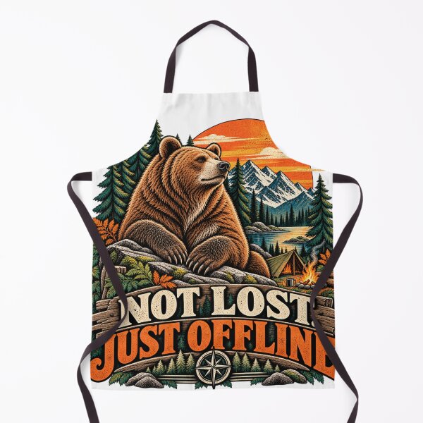 Item preview, Not Lost Just Offline – Retro Bear Wilderness Adventure designed and sold by JanRizz.