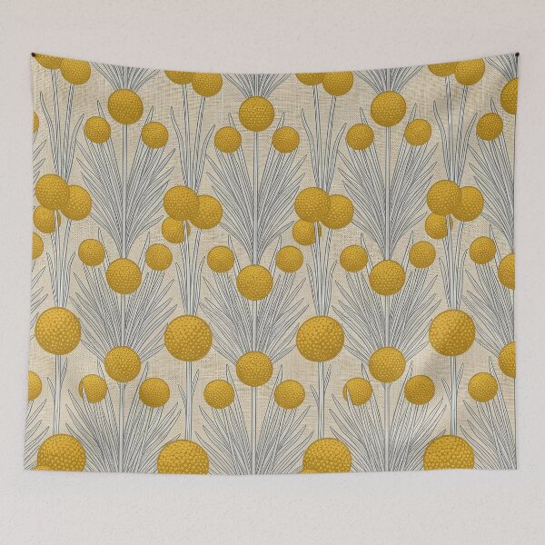Item preview, Golden Billy Button Craspedia Retro Trellis Pattern designed and sold by Studio BC.