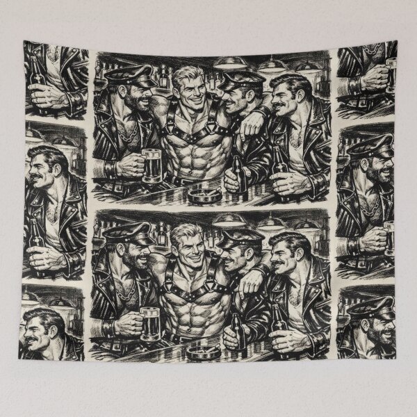 Item preview, Gay Leather Berlin Leder Bar "Hello Boys!" German Pride Graphic Design designed and sold by ItsAKinkThing.