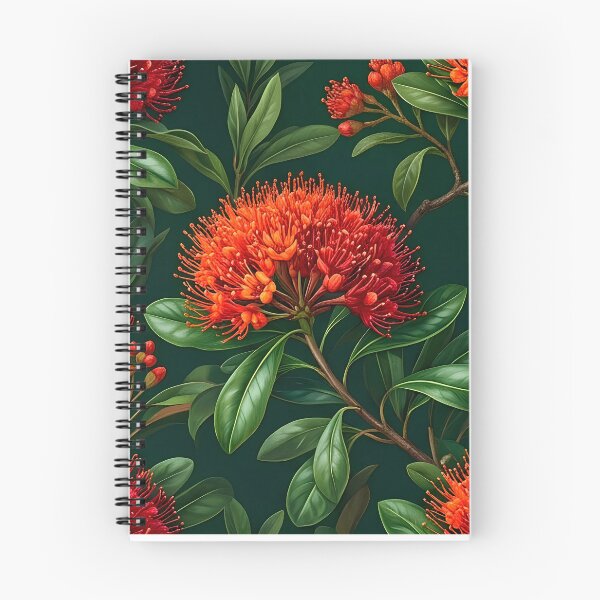 Item preview, Scarlet Red Flowering Gum Dark Botanical Pattern designed and sold by Studio BC.