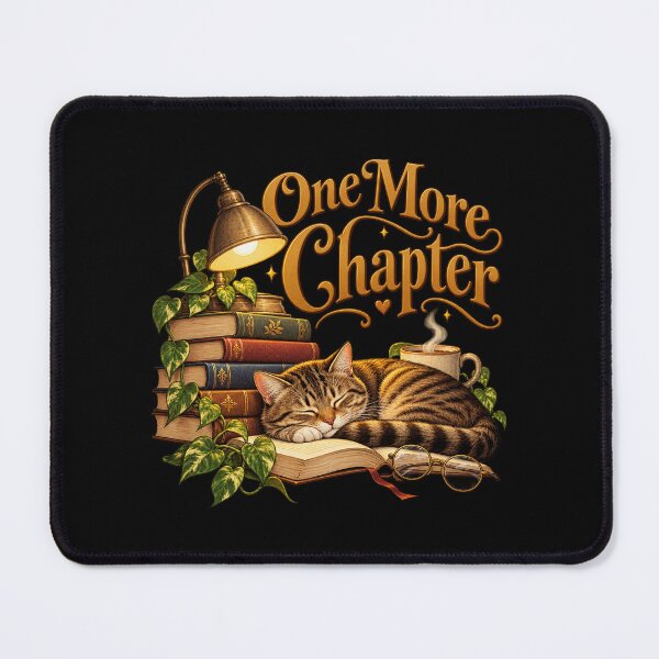 Item preview, One More Chapter — Sleepy Tabby Cat and Books, Cozy Reader Illustration designed and sold by haitrieuic96.