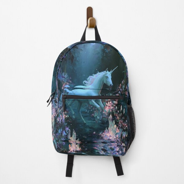 Item preview, A graceful Unicorn galloping through an enchanted forest filled with glowing flowers and crystal streams beneath moonlight, Fantasy & Mythological Creatures designed and sold by CDC40.