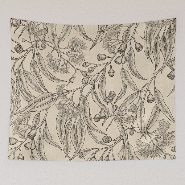 Item preview, Monochromatic Eucalyptus Sketch Vintage Botanical Pattern designed and sold by Studio BC.